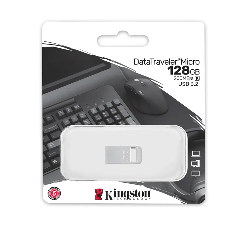 Memoria Flash Kingston DataTraveler Micro Unidad Flash USB Ultrapequeño con Metal Premium.