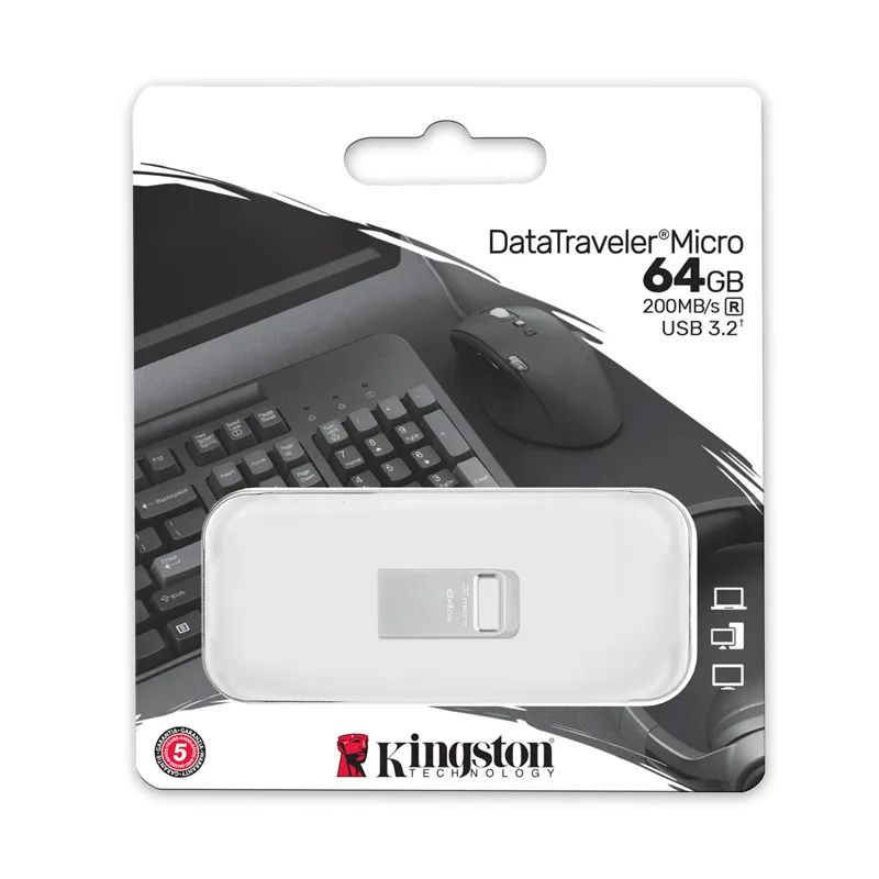 Memoria Flash Kingston DataTraveler Micro Unidad Flash USB Ultrapequeño con Metal Premium.