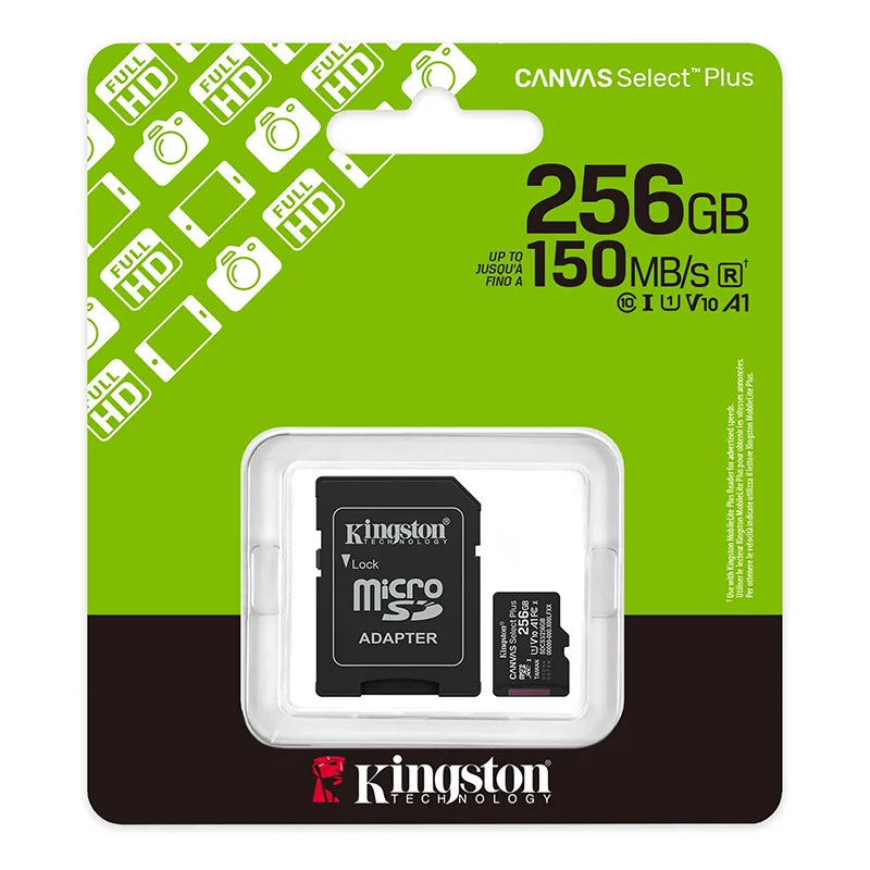 Tarjeta de Memoria Kingston 256GB MicroSD Canvas Select Plus -150MB/seg - UHS-I Clase 10