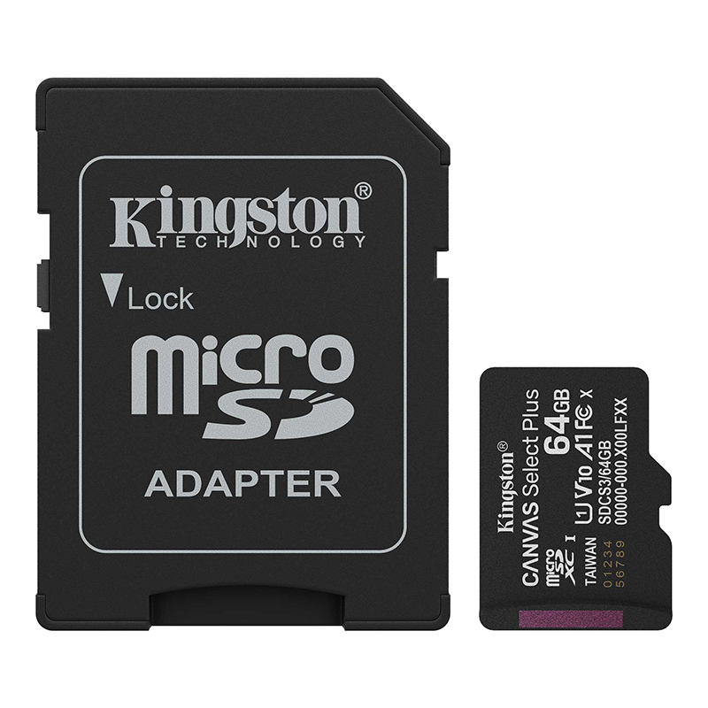 Tarjeta de Memoria Kingston 64GB MicroSD Canvas Select Plus -100MB_seg - UHS-I Clase 10