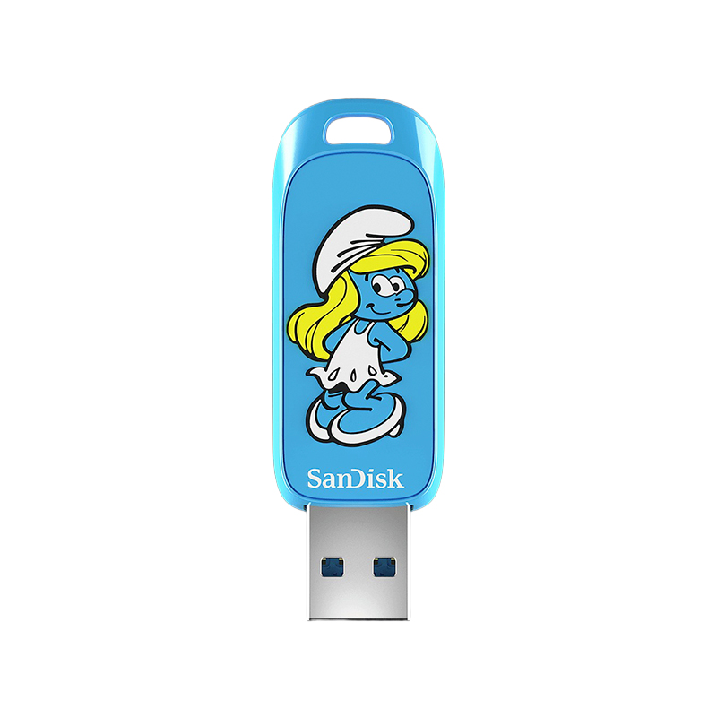 Unidad Flash Sandisk USB SMURFS, 256 GB, USB 3.2 GEN 1,USB-A, Hasta 130 MB_S