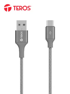 Cable USB TEROS TE-70211W, Tipo A a Tipo C, 3A, 60W Máx, gris