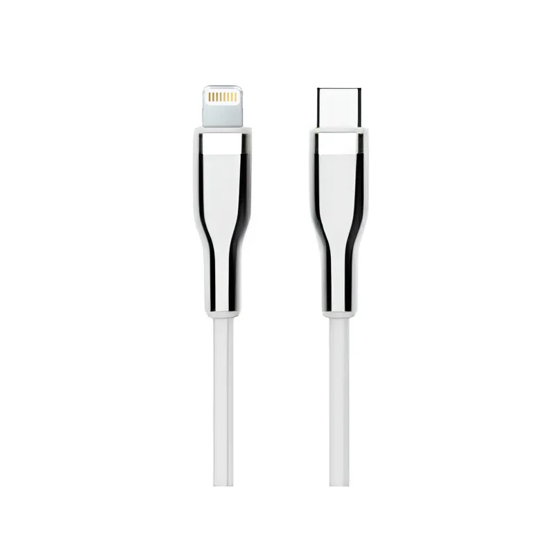 Cable USB TEROS TE-70212W, Tipo C a Lightning, 3A, 20W Máx, blanco y plateado
