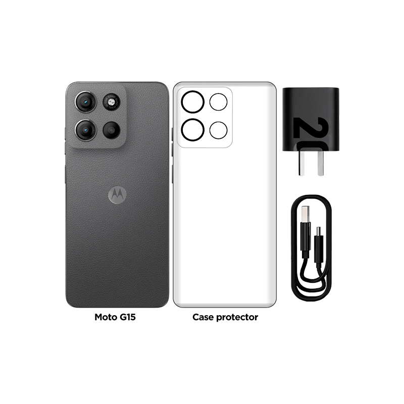 Smartphone Motorola moto g15, Pantalla_ 6.7__LCD_FHD+_60Hz, SO_ Android 15, Color Gris