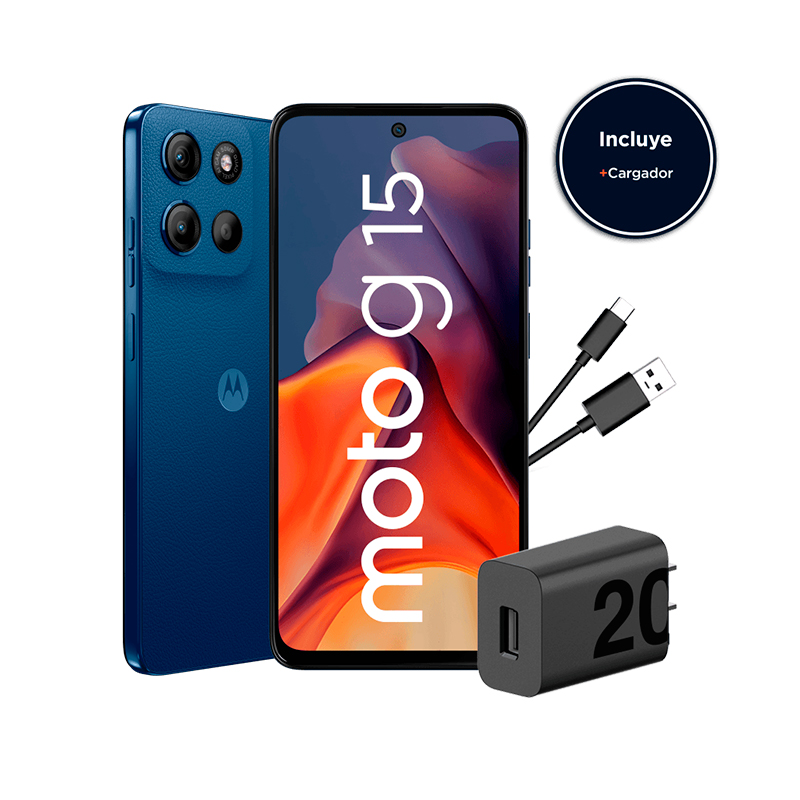 Smartphone Motorola moto g15, Pantalla_ 6.7__LCD_FHD+_60Hz, SO_ Android 15, Color Azul
