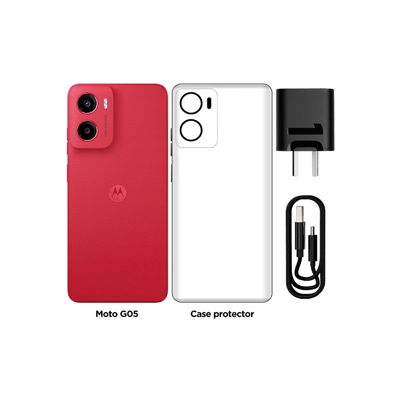 Smartphone Motorola moto g05, Pantalla_ 6.7__LCD_HD+_90Hz, SO_ Android 15, Color Rojo