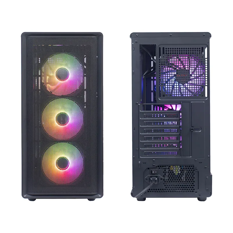 Case sin fuente gamer TEROS TE-1323G, ITX, M-ATX, ATX, 3.5" y 2.5", negro