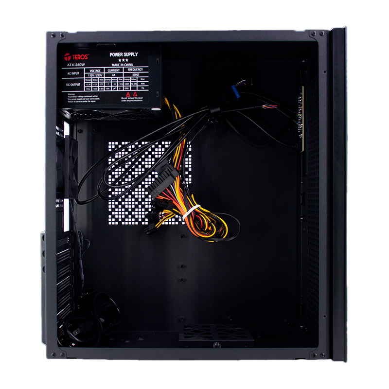 Case TEROS TE-1036S, Factor de forma ATX, 250 W, USB 3.0 _ 2.0, audio, negro.