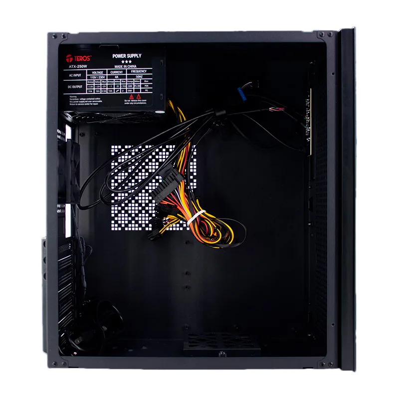 Case TEROS TE-1036S, Factor de forma ATX, 250 W, USB 3.0 / 2.0, audio, negro.