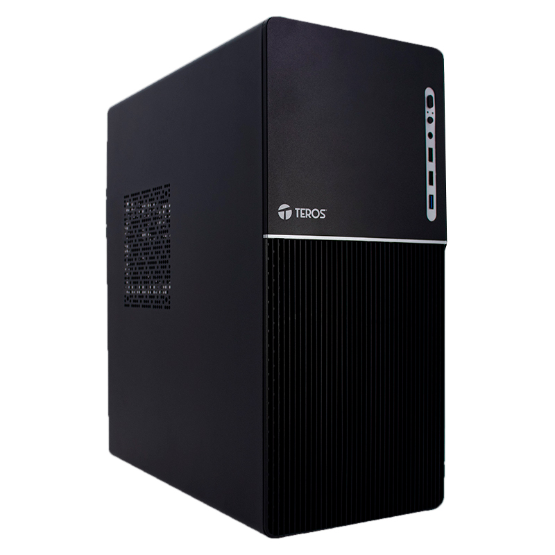 Case TEROS TE-1037S, Factor de forma ATX, 250 W, USB 3.0 _ 2.0, audio, negro.