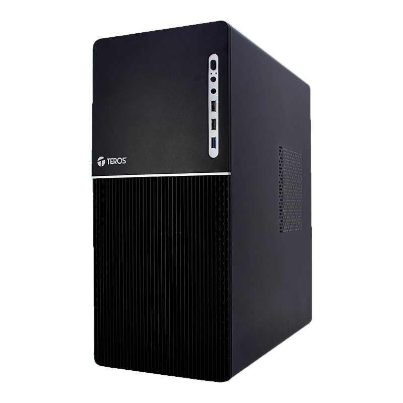 Case TEROS TE-1037S, Factor de forma ATX, 250 W, USB 3.0 _ 2.0, audio, negro.