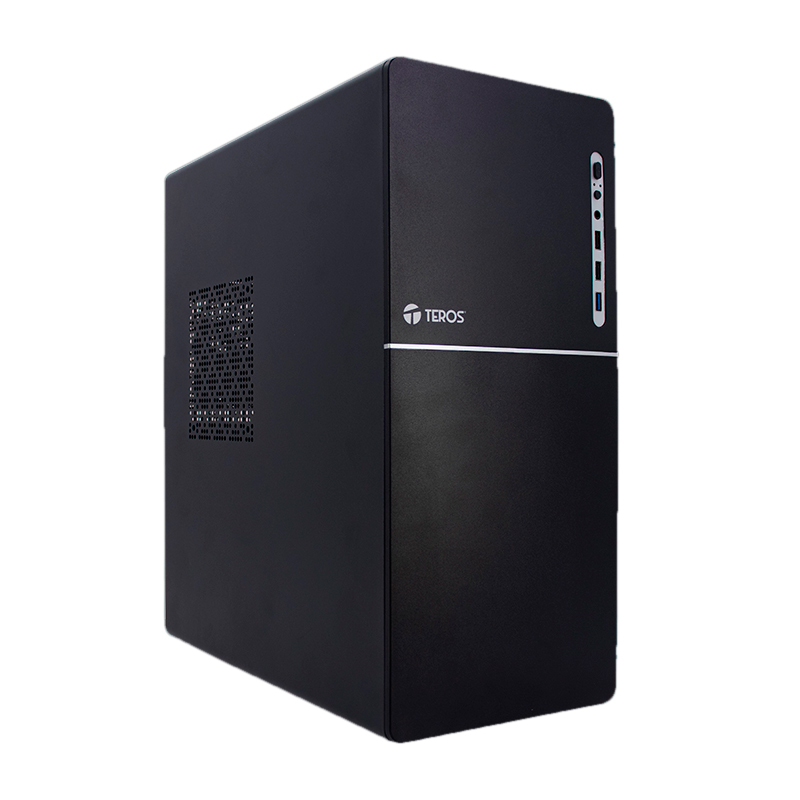 Case TEROS TE-1038S, Factor de forma ATX, 250 W, USB 3.0 _ 2.0, audio, negro.