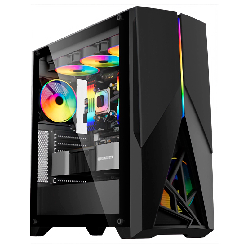 Case gamer TEROS TE-1174N, Mid Tower, USB 3.0 _ USB 2.0, audio, ventilador ARGB, negro