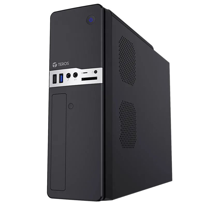 Case Teros TE-1032S, Slim, 250 W, USB 3.2 / USB 2.0, Audio HD, DVD, Negro