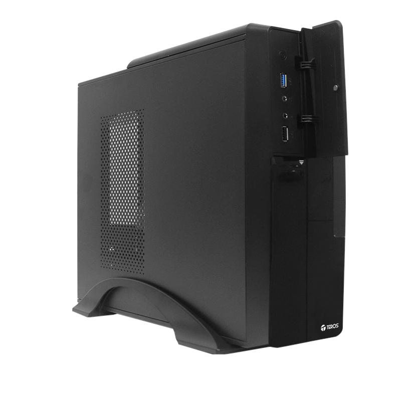 Case TEROS TE-1039S, Slim, 250 W, USB 3.0 _ USB 2.0, audio HD, DVD, negro