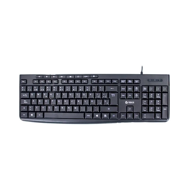 Kit teclado y mouse TEROS TE-5012S, USB, 1000 DPI, 3 botones, 105 + 8 teclas, negro