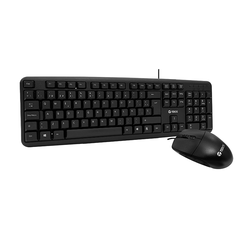 Kit teclado y mouse TEROS TE-4062N, USB, acabado elegante, negro, espanol _ optico
