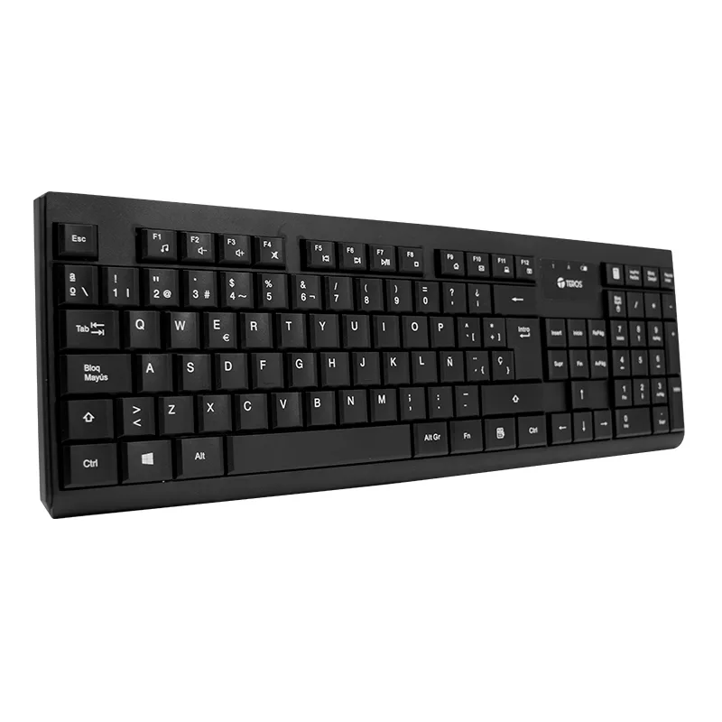 Kit teclado y mouse TEROS TE-4071S, inalámbrico, 2.4 GHz, acabado elegante, negro, español