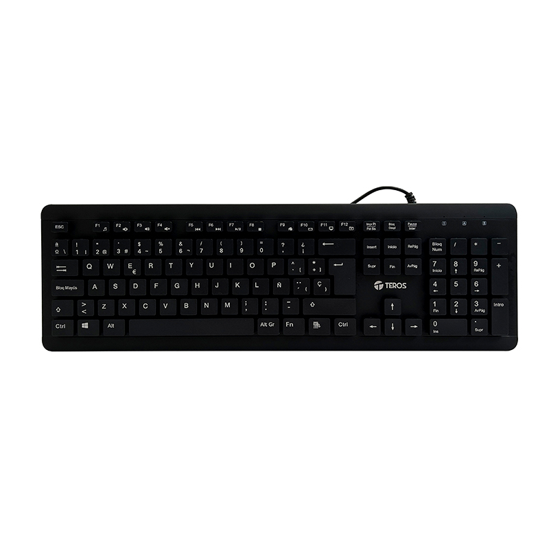 Teclado lavable TEROS TE-4065N, IPX7, USB, negro