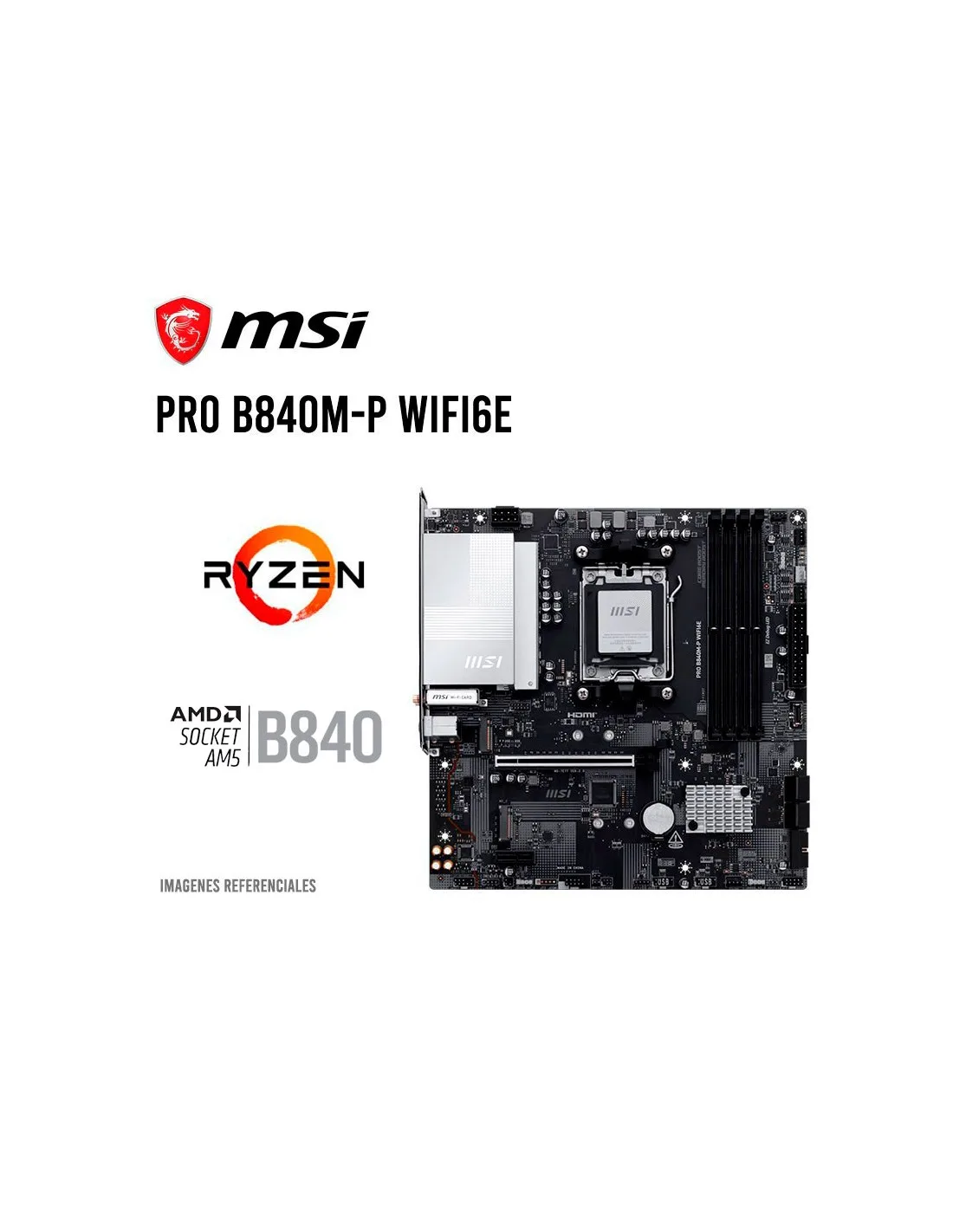 Motherboard MSI PRO B840M-P WIFI6E, Chipset AMD B840, Socket AMD AM5, mATX