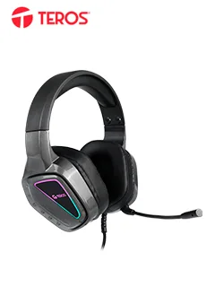 Auriculares gaming TEROS TE-8171N, estéreo, micrófono, luces RGB
