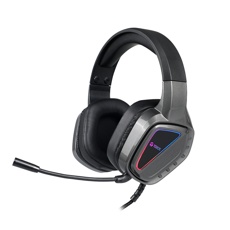 Auriculares gaming TEROS TE-8171N, estereo, microfono, luces RGB