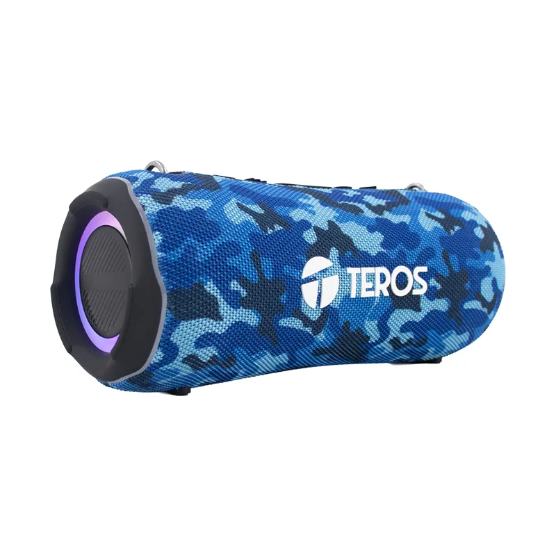 Parlante TEROS Ultra TE-6046BM, BT 5.3, RGB, TWS, color azul militar camuflado