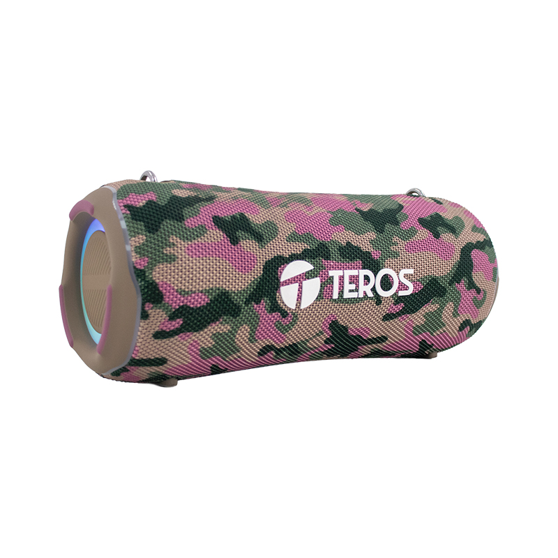 Parlante TEROS Ultra TE-6046M, BT 5.3, RGB, TWS, color marron militar camuflado