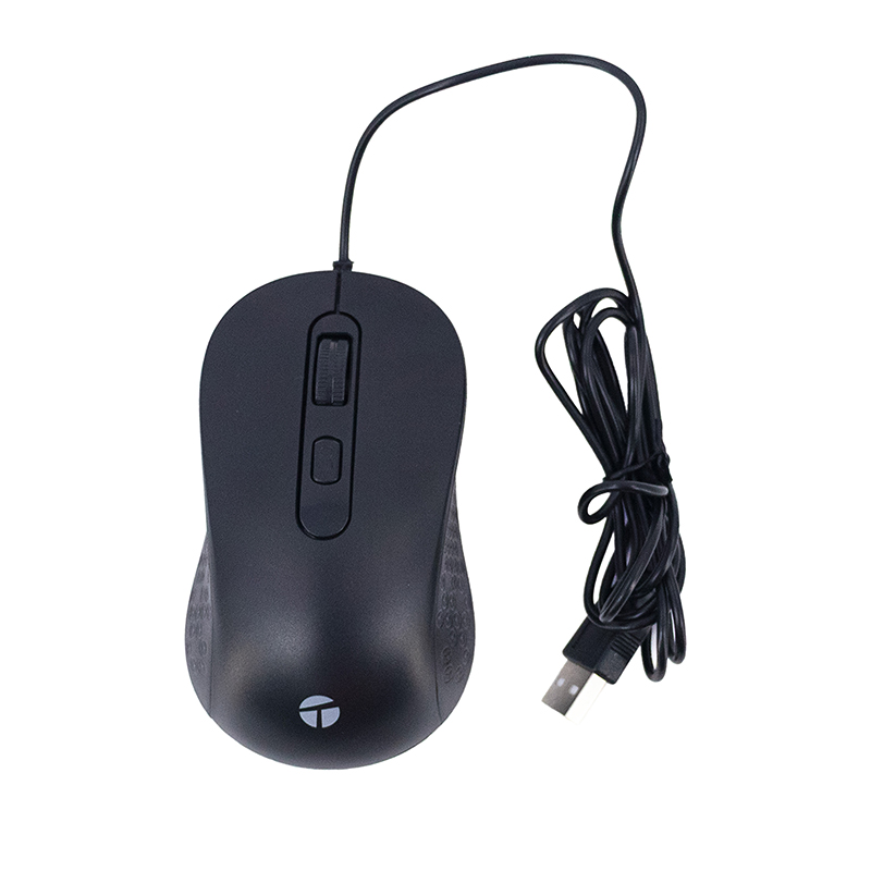 Mouse optico TEROS TE-1229S, USB, 4 botones, negro