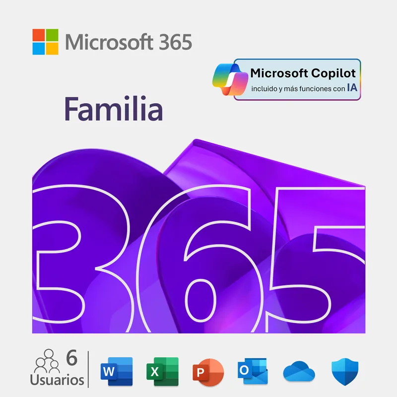 Licenciamiento Virtual (ESD) Microsoft 365 Familia (Licencia de 12 meses / 1 a 6 usuarios)