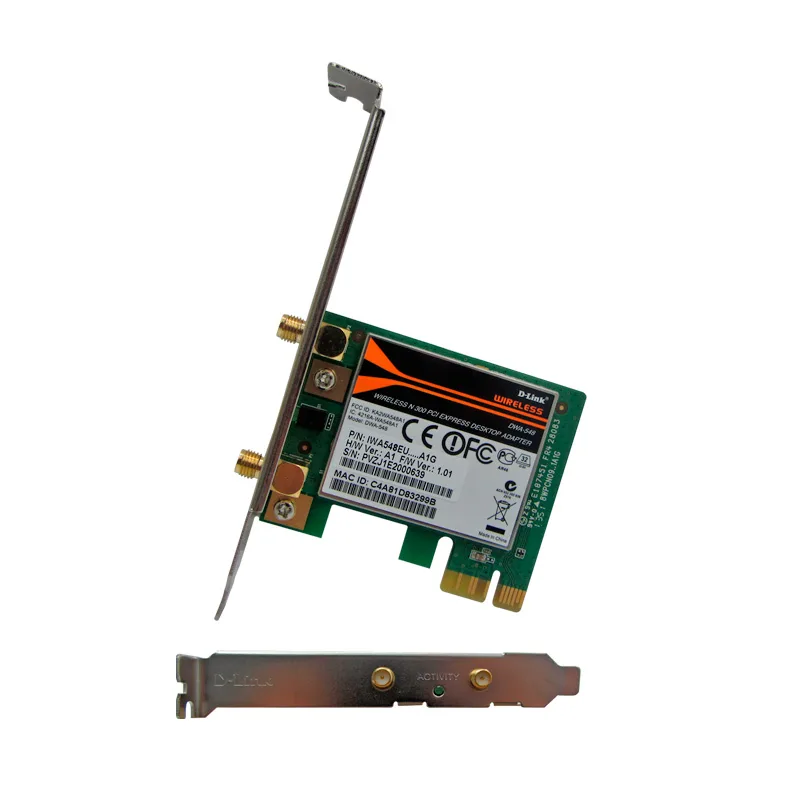 Tarjeta Wireless D-Link DWA-548, 802.11g/n, 300 Mbps, PCI-e, 2dBi.