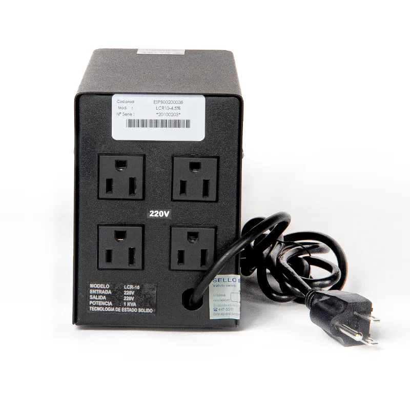 Estabilizador Monofasico ELISE IEDA PODER SAFE, LCR10-4.5%, Solido, 1kVA, 220VAC, 4 Tomas