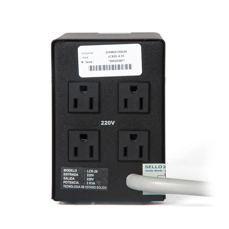 Estabilizador Monofasico ELISE IEDA PODER SAFE, LCR20-4.5%, Solido, 2kVA, 220VAC, 4 Tomas