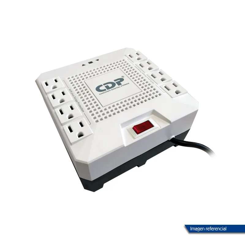 Regulador de voltaje CDP RC-AVR pro 1808i, 1800VA, 1000W, 220V, 8 tomacorrientes.