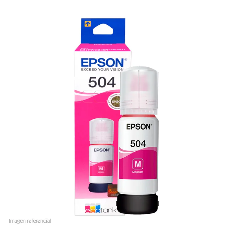 Botella de tinta EPSON T504320-AL, color Magenta, contenido 70ml.