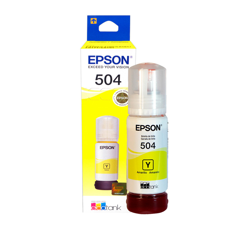 Botella de tinta EPSON T504420-AL, color amarillo, contenido 70ml.