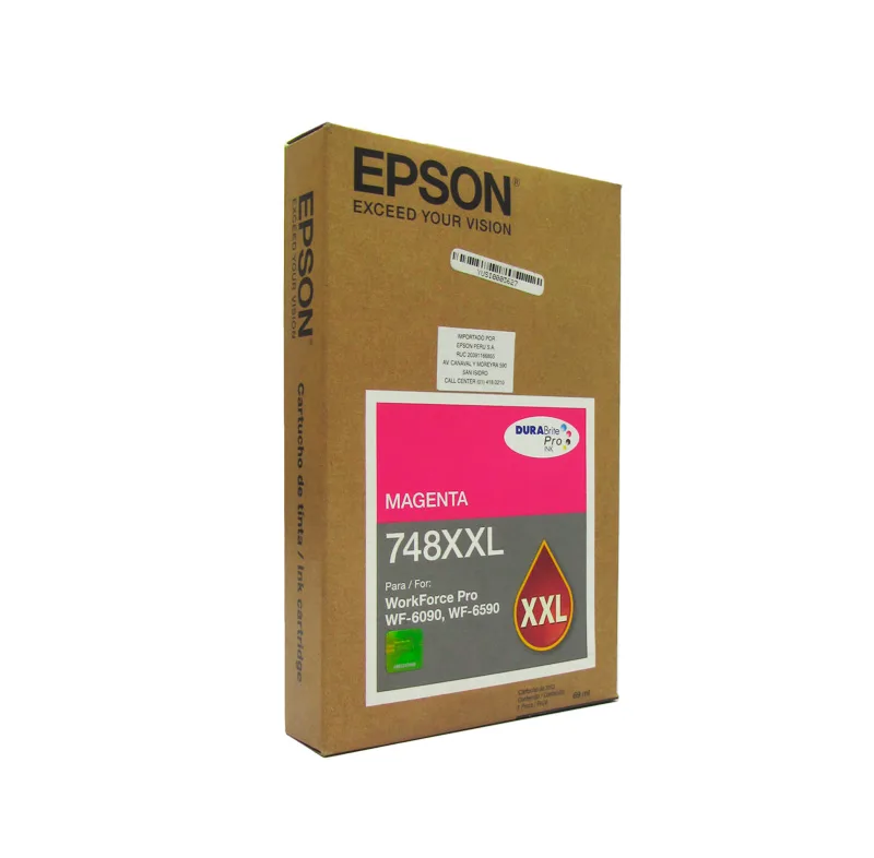 cartucho de tinta Epson 748XXL, Magenta, Alto Rendimiento, para Epson WorkForce Pro.