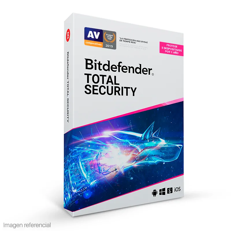 Software Bitdefender Total Security, Licencia para 5 PCs, 12 Meses